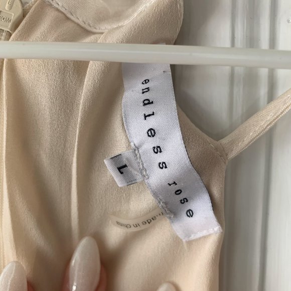 Revolve Endless Rose SATIN SLIP DRESS IN OYSTER - Picture 4 of 5